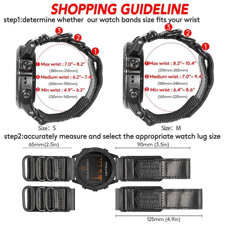 HEMSUT Nylon QuickFit Watch Strap – 20/22/26mm for Garmin Fenix 6/7/8, Forerunner, Epix, Instinct, Tactix