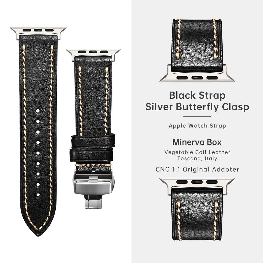 2023New Apple Watch Strap Ultra 2 49mm Series 9 8 7 6 SE 45mm 44mm 41mm 40mm Vegetable Calf Leather Bands For Apple Watch