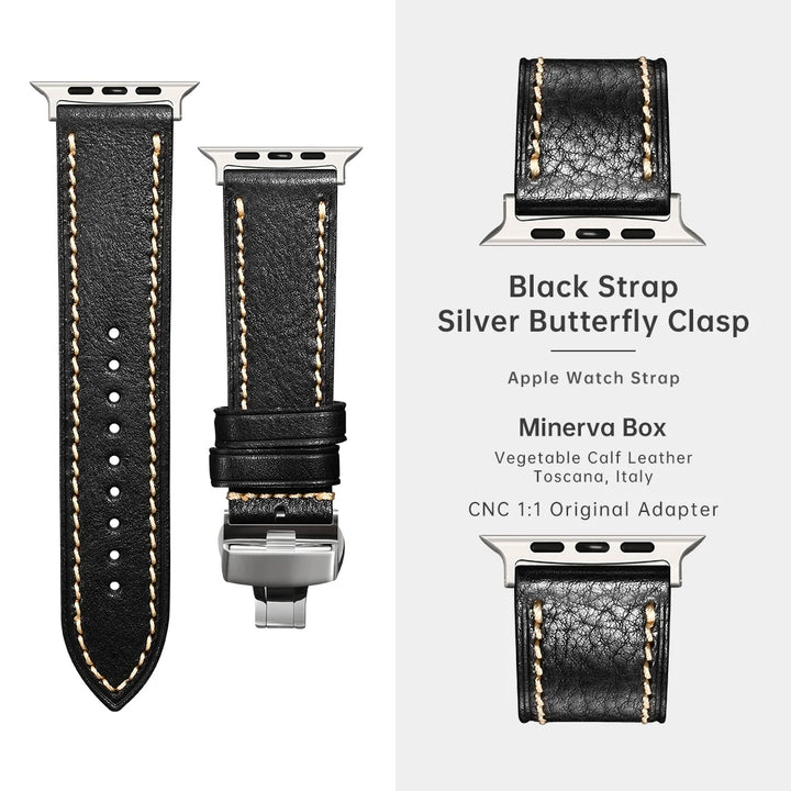 2023New Apple Watch Strap Ultra 2 49mm Series 9 8 7 6 SE 45mm 44mm 41mm 40mm Vegetable Calf Leather Bands For Apple Watch