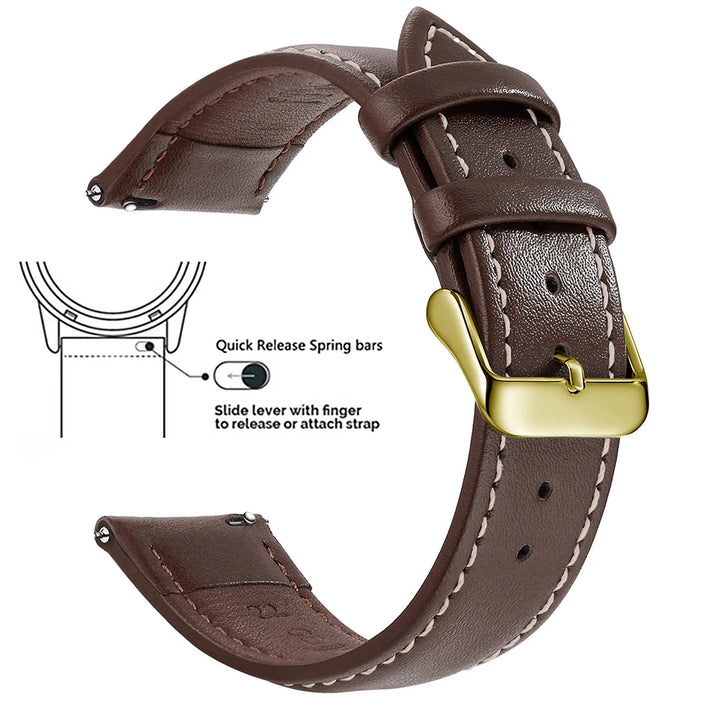 Samco Genuine Leather Watch Band 18–22mm (Quick Release)