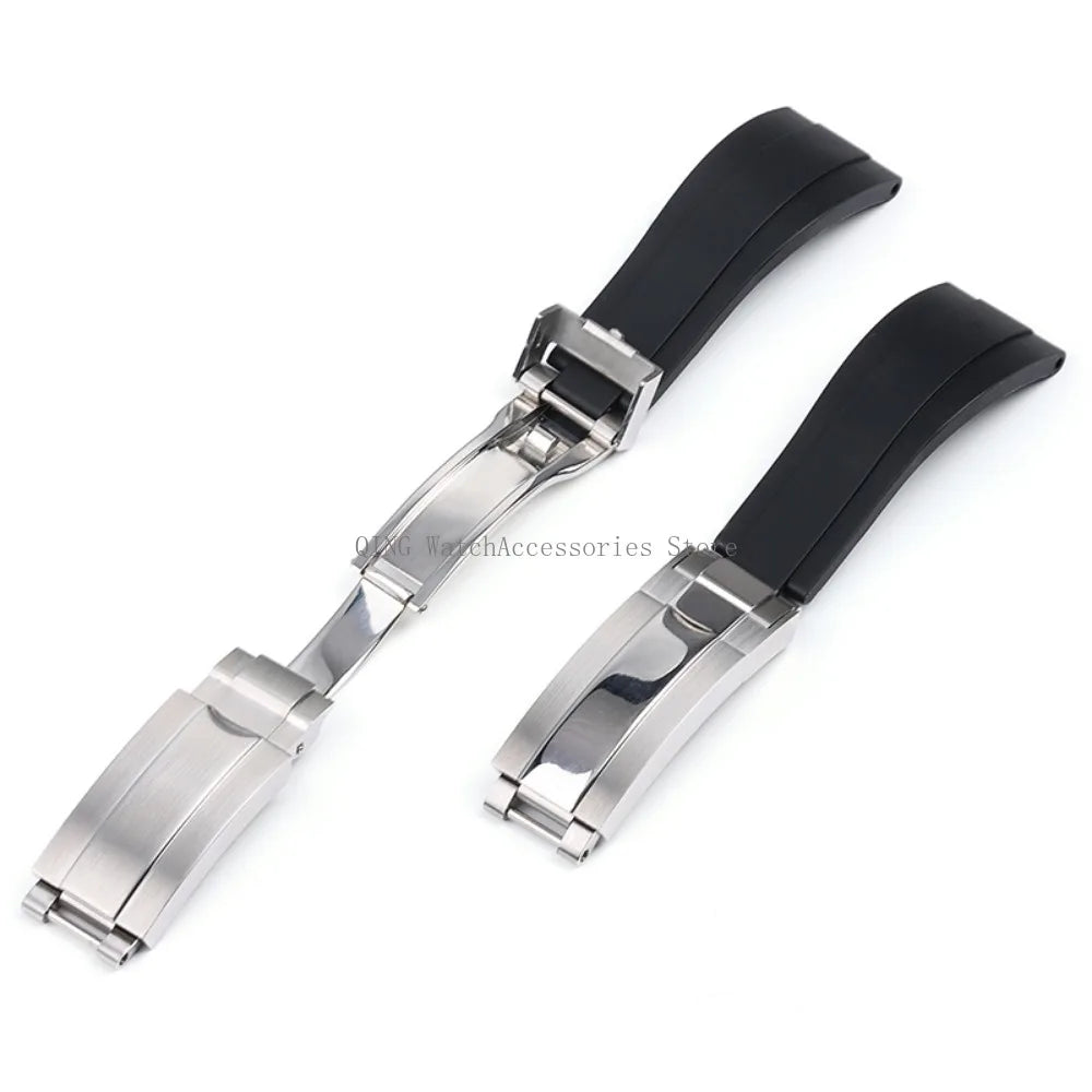 Rubber Silicone Watch Strap for Rolex Oysterflex – 20mm, Folding Buckle