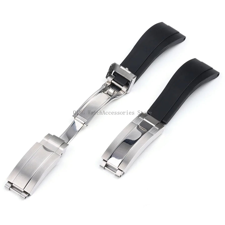 Rubber Silicone Watch Strap for Rolex Oysterflex – 20mm, Folding Buckle