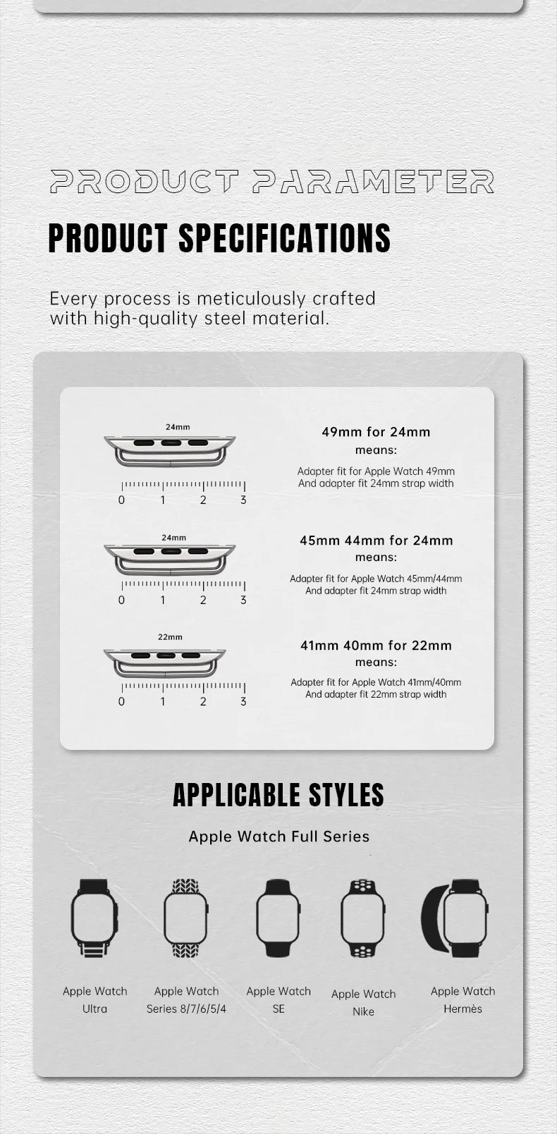 2pcs Original 1:1 Apple Watch Series 10 Ultra Adapter For Apple Watch Strap 49mm 46mm 42mm Stainless Steel Connector