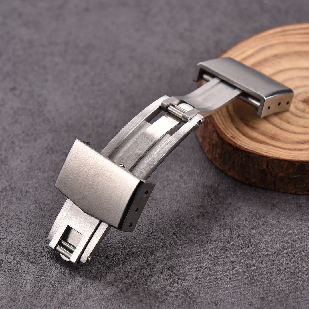 Solid Stainless Steel Folding Watch Buckle – 14/16/18mm Double Push