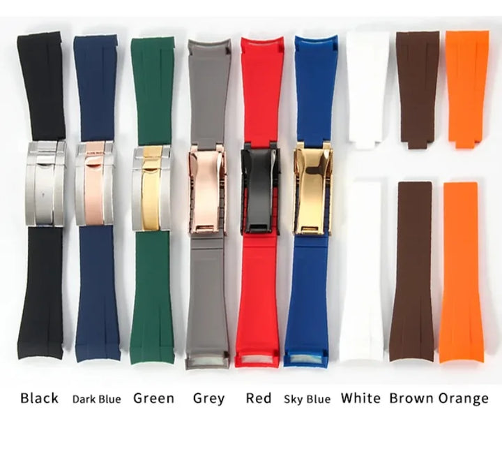 Silicone Rubber Watch Band 20mm for Rolex Daytona, Submariner, Yacht-