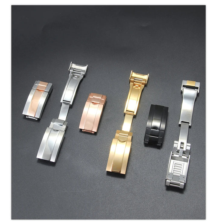 Rolex Daytona Stainless Steel Folding Buckle – Black & Rose Gold, 9×9 /