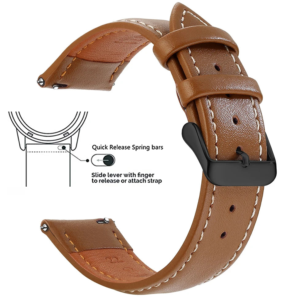 Samco Genuine Leather Watch Band 18–22mm (Quick Release)