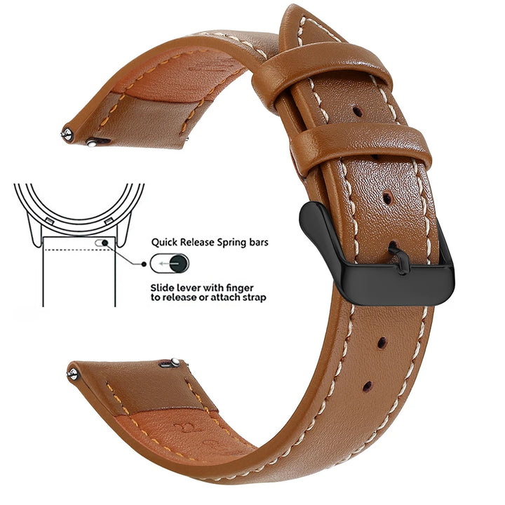 Samco Genuine Leather Watch Band 18–22mm (Quick Release)