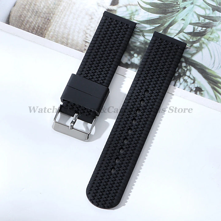 Soft Silicone Rubber Watch Band 18–24mm for Omega & Huawei (Quick