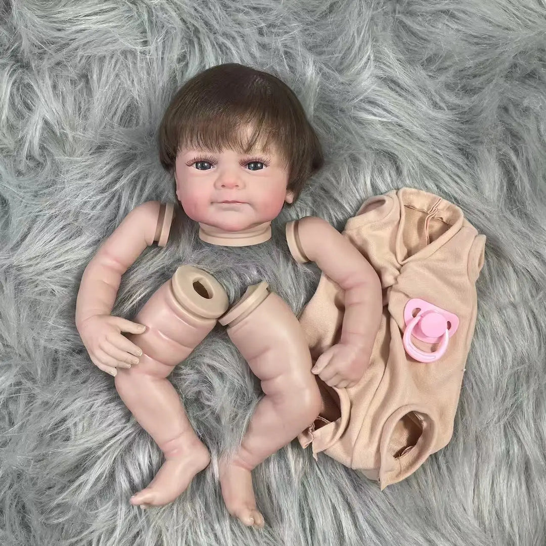 18″ Sanya Painted Vinyl Reborn Doll Kit – Hair Transplant, Blue Eyes, 3D Veins