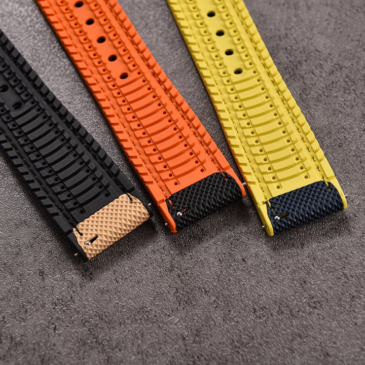 Qucik Release FKM Rubber Strap 18/20/22/24mm Sailcloth Leather Watch Bands Waterproof Nylon Bracelet For Omega Tissot IWC Seiko