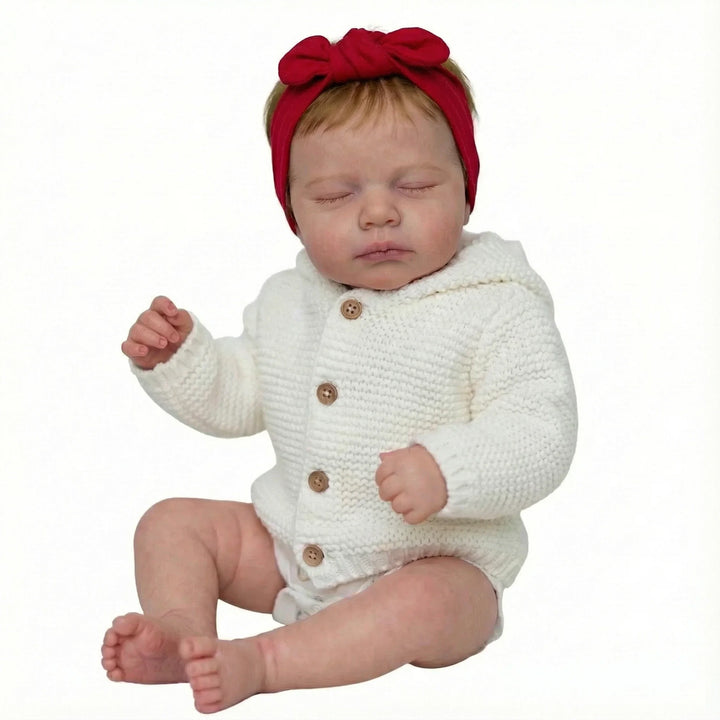 NPK 49CM Loulou Asleep Newborn Baby Doll - Soft Body Lifelike 3D Skin Visible Veins High Quality Handmade Doll for Collectors
