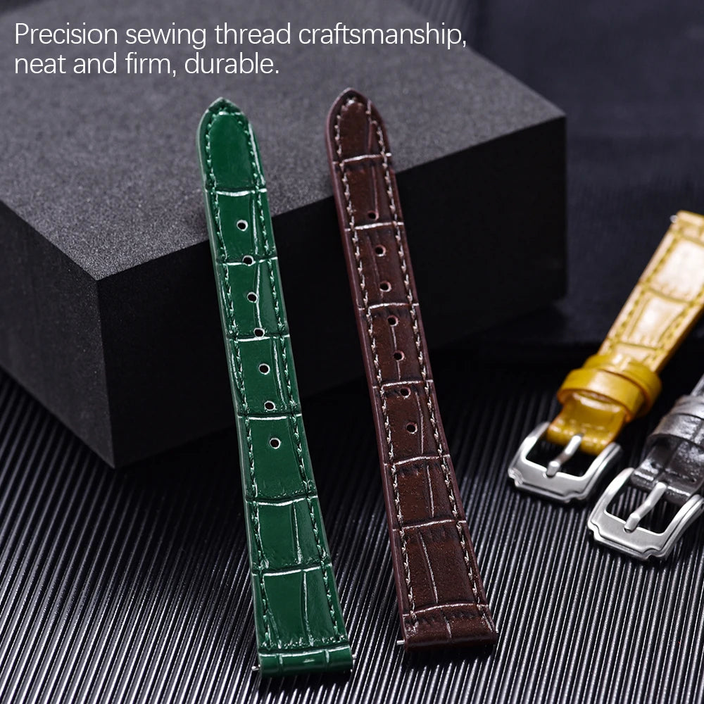High Quality Classic Bamboo Leather Watch Strap 16/18/19/20/21/22mm Quick Release Watchbands Unisex Smart Leather Wristbands