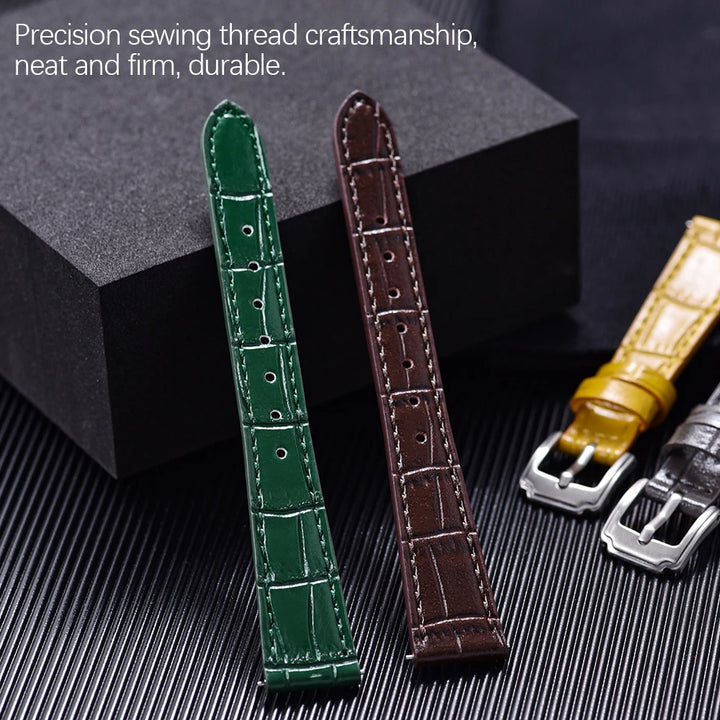 High Quality Classic Bamboo Leather Watch Strap 16/18/19/20/21/22mm Quick Release Watchbands Unisex Smart Leather Wristbands