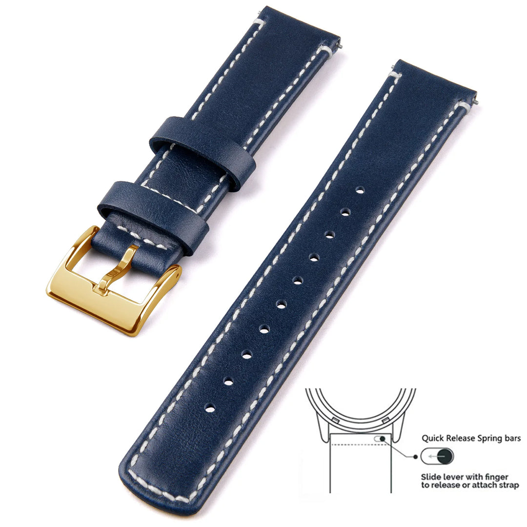 Genuine Top Grain Leather Quick Release Watch Band 20–22mm for Samsung Galaxy Watch