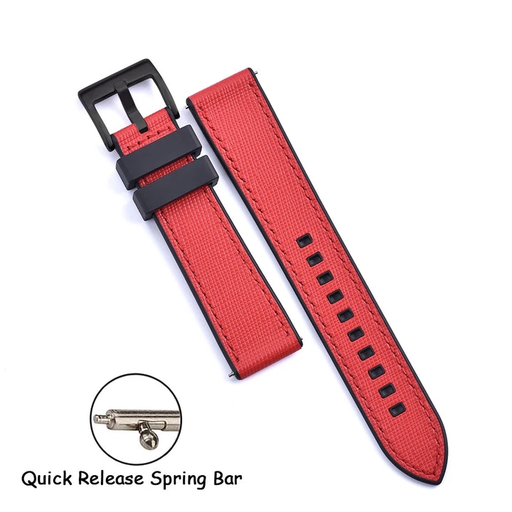 FKM Rubber Strap 20mm22mm Leather Qucik Release Watch Band Universal Women Men Watch Accessories for Omega Seiko Sports Bracelet