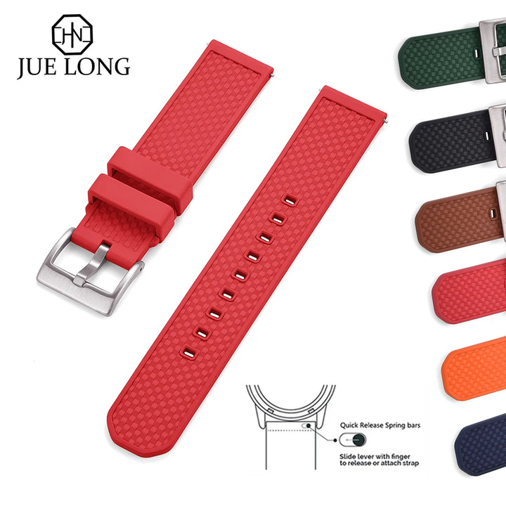 Premium Grade FPM/FKM Watch Strap 18mm 20mm 22mm New Design Fluoro Rubber Watchbands Quick Release For Each Brand Smart Watches