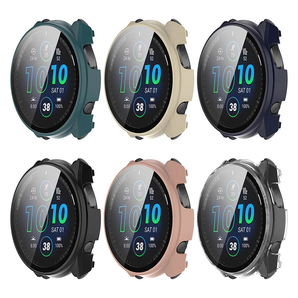 PC & Tempered Glass Protective Case for Garmin Forerunner 255/255S/965