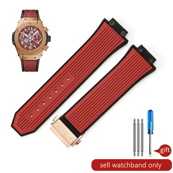 Soft Silicone Watch Band 27×17mm for Hublot Big Bang (Waterproof, Steel