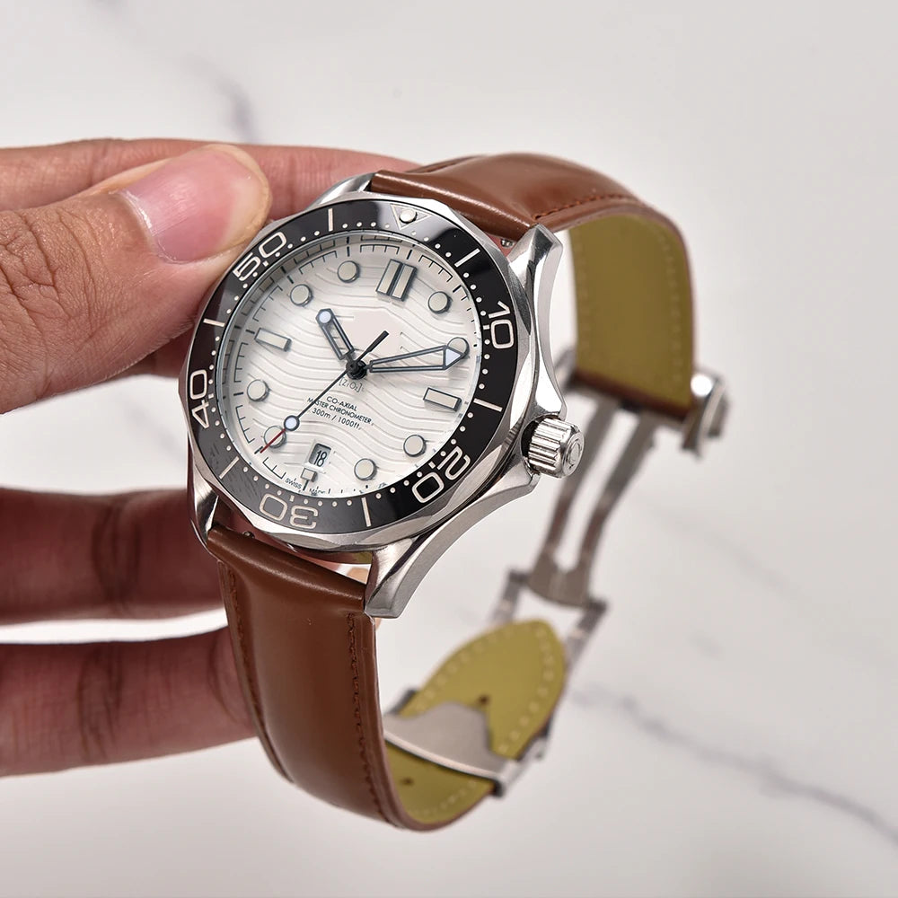 Cowhide Leather Strap Folding Buckle 19mm 20mm 21mm 22mm for Omega Seamaster Universal Leather Watch Band Watch Accessories Men