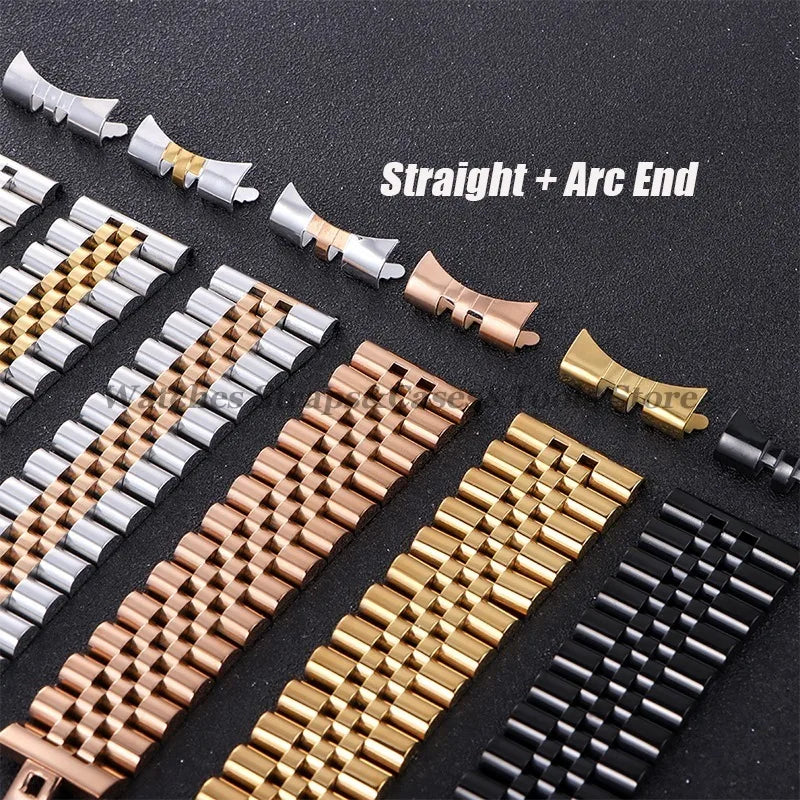 Solid Stainless Steel Watch Band 12–22mm for Rolex (Flat & Curved Ends)