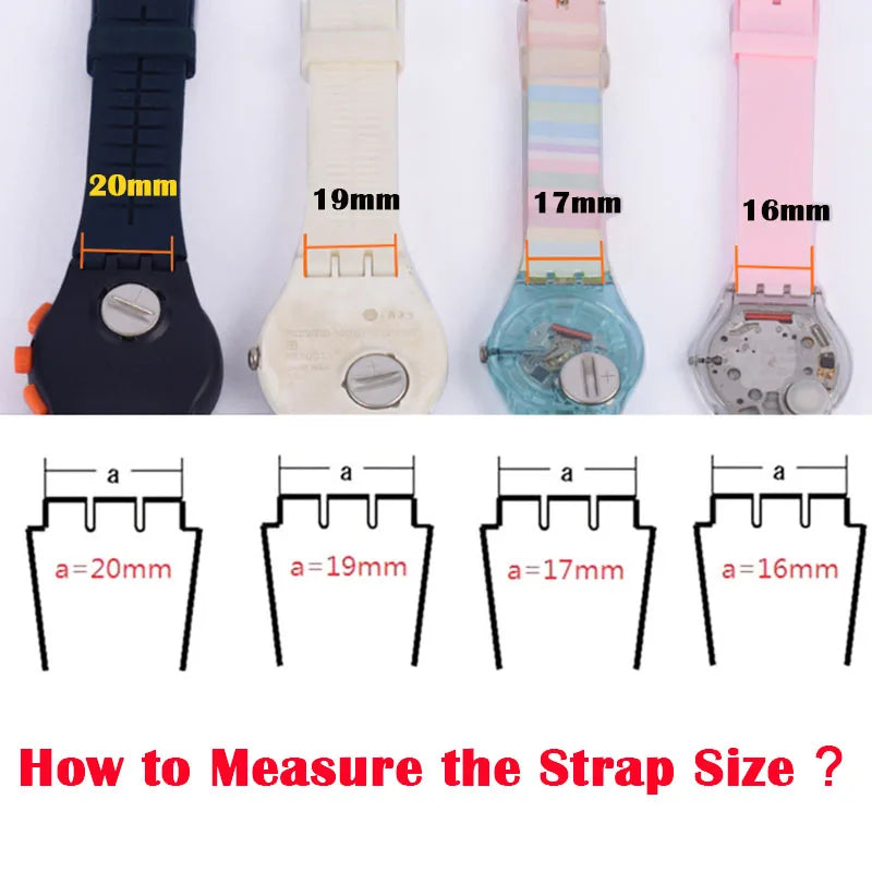 Colorful Silicone Rubber Watch Strap for Swatch (16–20mm)