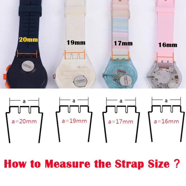 Colorful Silicone Rubber Watch Strap for Swatch (16–20mm)