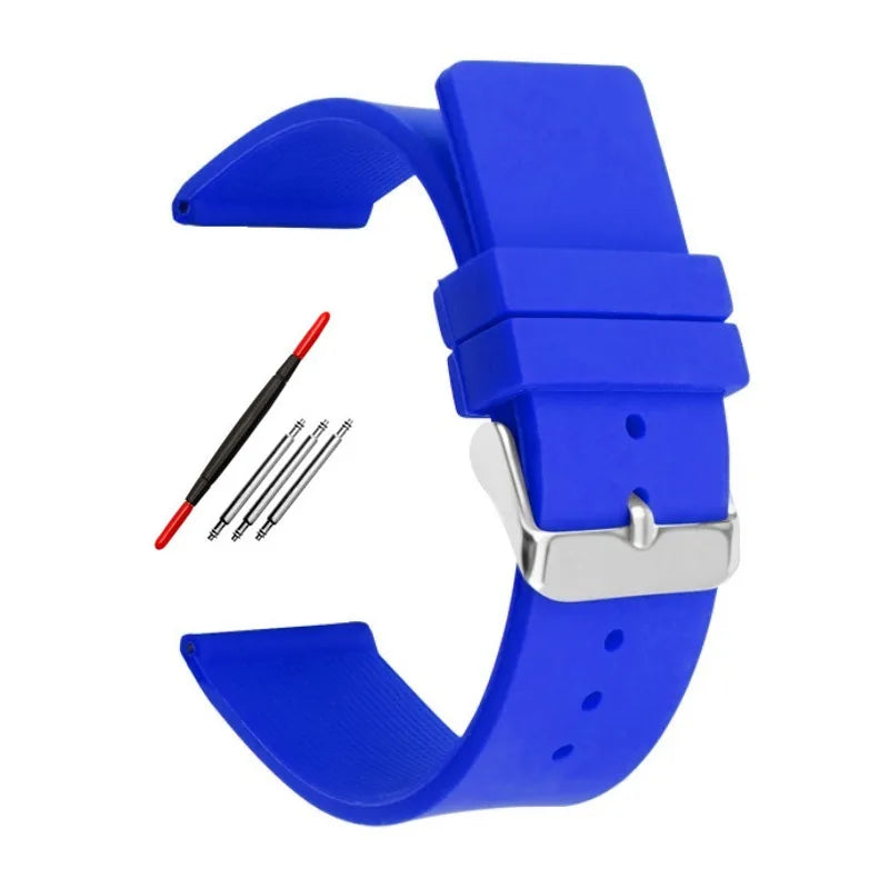 Silicone Watch Strap – 12–24mm, Soft Rubber for Seiko & Huawei GT Series