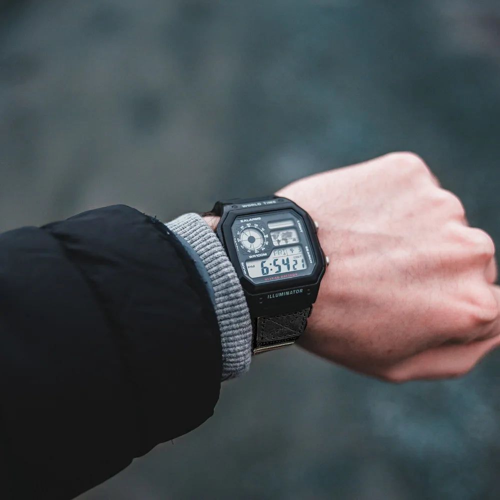 HEMSUT For Casio Watch Band Nylon Leather 18mm Sports Replace Straps Compotible With Gshock AE1200 /1300/W-218H