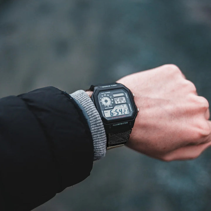 HEMSUT For Casio Watch Band Nylon Leather 18mm Sports Replace Straps Compotible With Gshock AE1200 /1300/W-218H