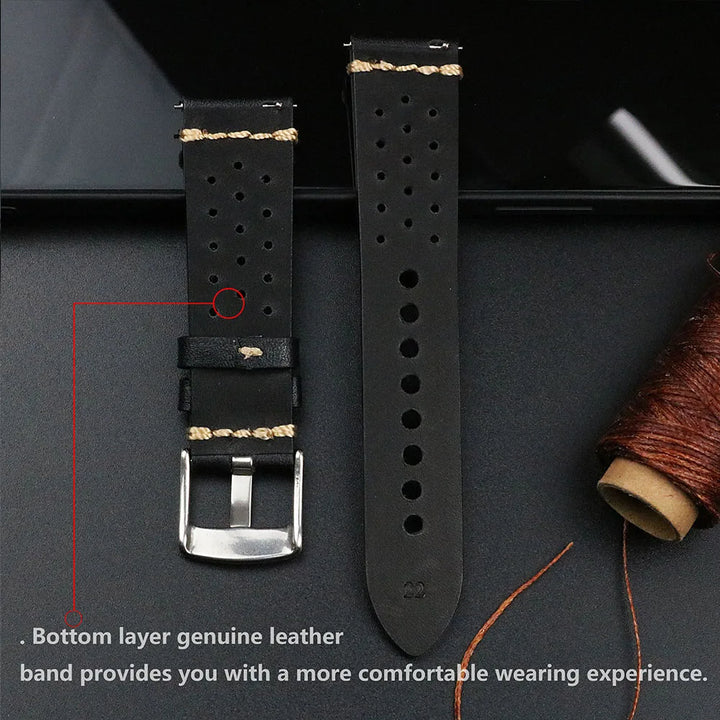 Fashion Quick Release Top Grain Leather Watch Band 20mm 22mm