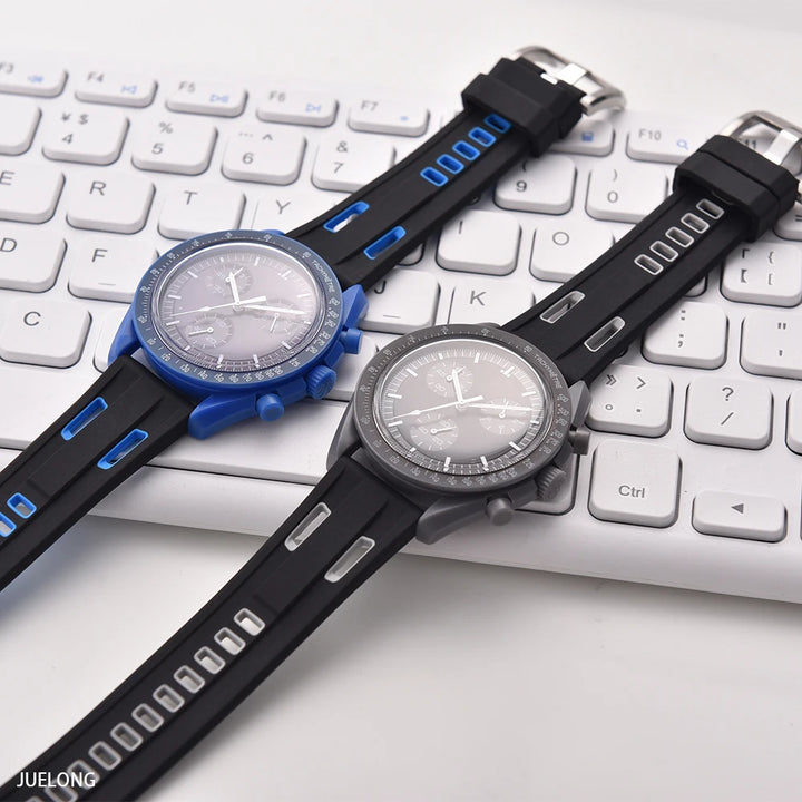 JUELONG Dual Color High-Density Silicone Watch Strap 20/22mm Quick Release