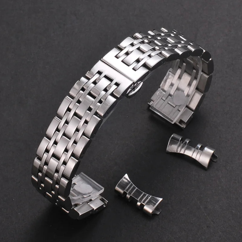 Solid Stainless Steel Watch Band 16–24mm with Butterfly Buckle for TISSOT,