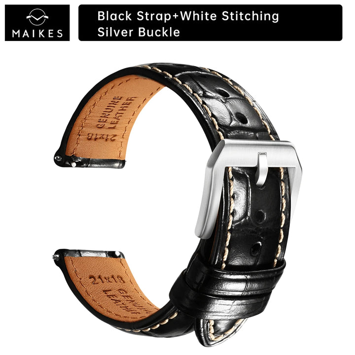 Maikes Top Quality Leather Watch Strap Accessories Butterfly Buckle For Chopard Breitling Omega Patek Philippe Watch Band