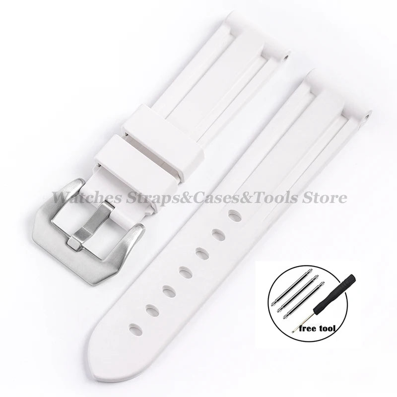 FKM Fluororubber Strap Watchband For Panerai 111 386 441 22mm 24mm Bracelet for Seiko for Tissot Men's Waterproof High Quality