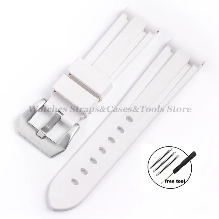 FKM Fluororubber Strap Watchband For Panerai 111 386 441 22mm 24mm Bracelet for Seiko for Tissot Men's Waterproof High Quality