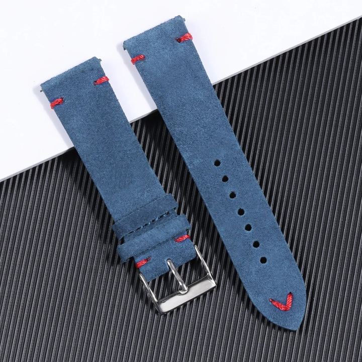 Vintage Suede Leather Watch Strap (Handmade Stitching)
