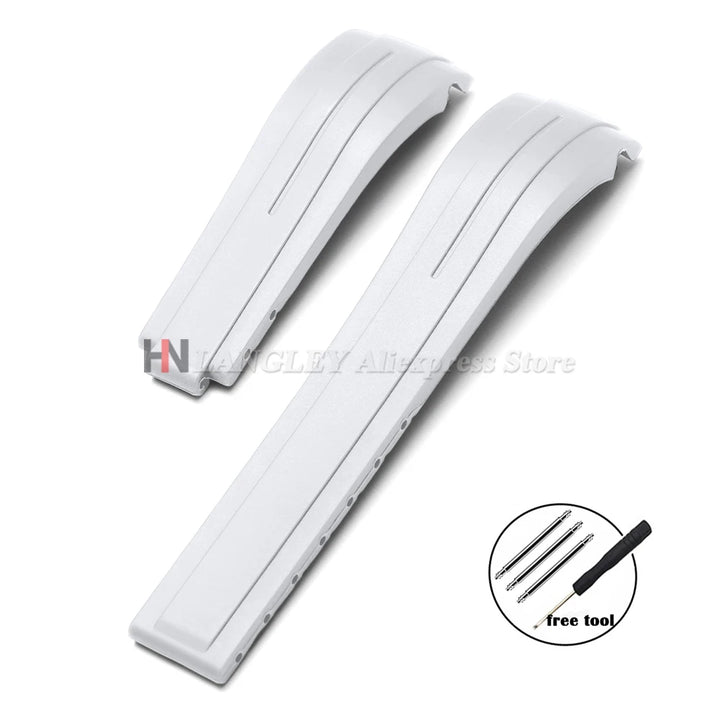 Curved Rubber Watch Strap for Rolex Oysterflex – 20–22mm, Waterproof