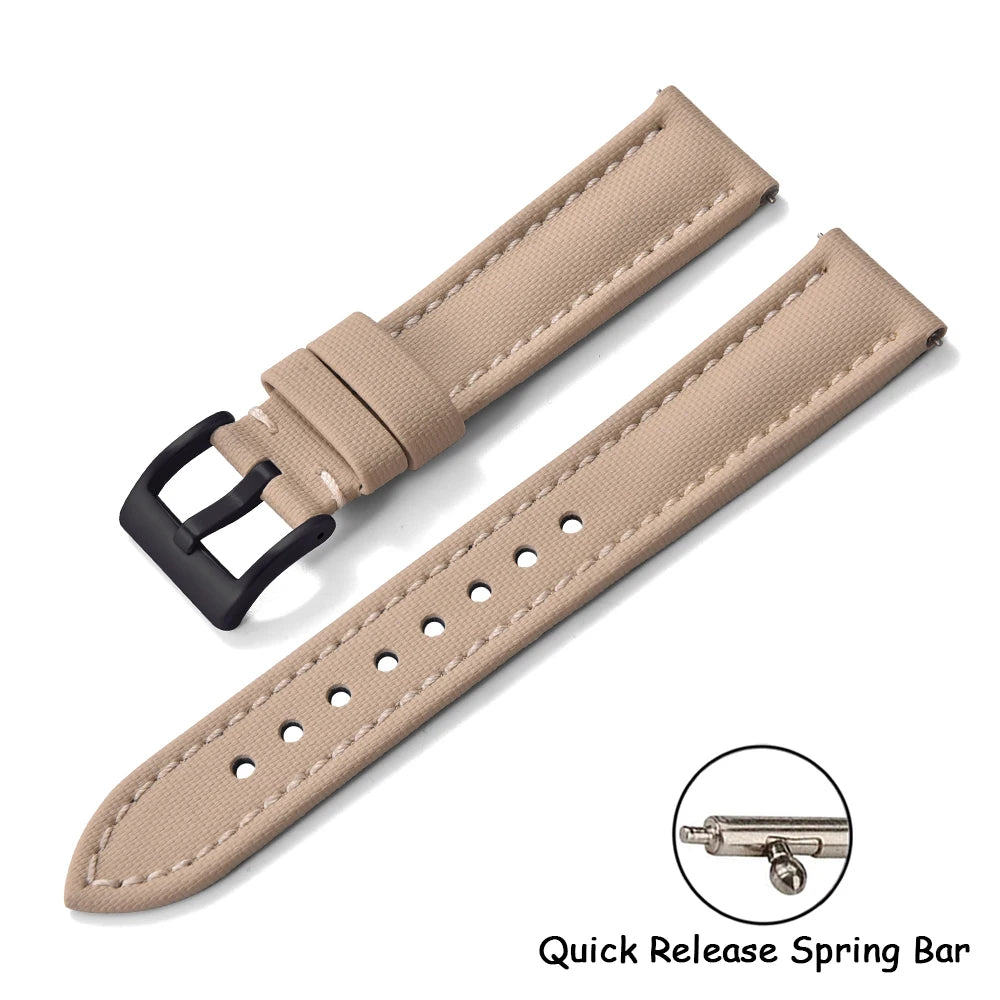 Universal Sailcloth Watch Band 18mm 20mm22mm Sailcloth Leather Strap Qucik Release Bracelet Accessories for Omega for Seiko Belt