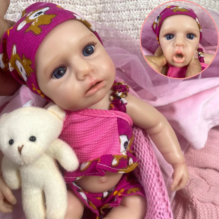 13″ Full Silicone Loulou Reborn Baby Doll – Open Mouth, Lifelike Newborn