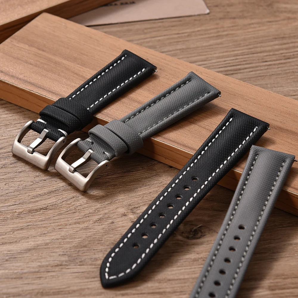 Universal Sailcloth Watch Band 18mm 20mm22mm Sailcloth Leather Strap Qucik Release Bracelet Accessories for Omega for Seiko Belt