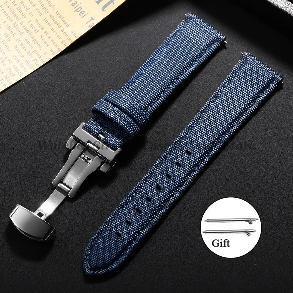 Sailcloth Nylon Watch Strap – 20-22mm Butterfly Buckle