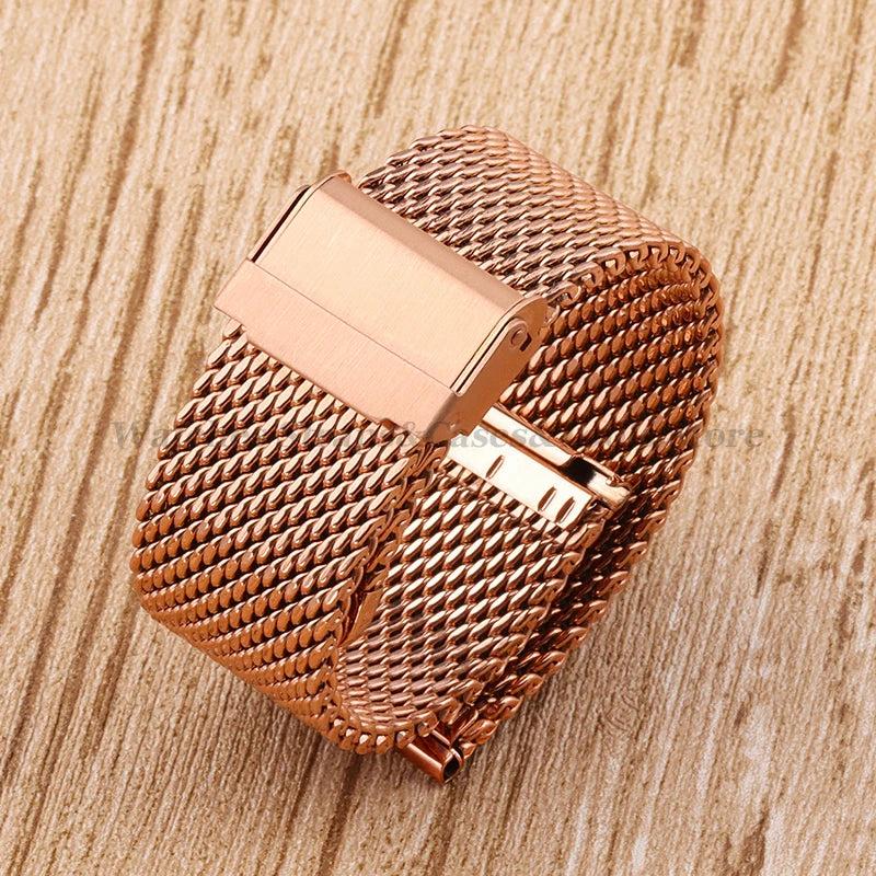 1.0mm Milanese Mesh Stainless Steel Watch Strap – 18–24mm, Quick-Release with Folding Buckle