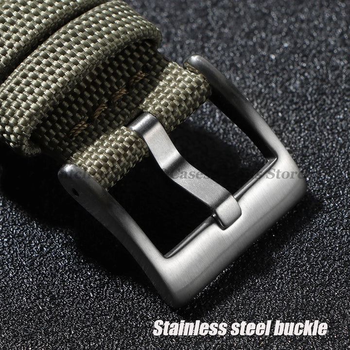 Nylon & Leather Hybrid Watch Strap (20/22mm, Quick Release)