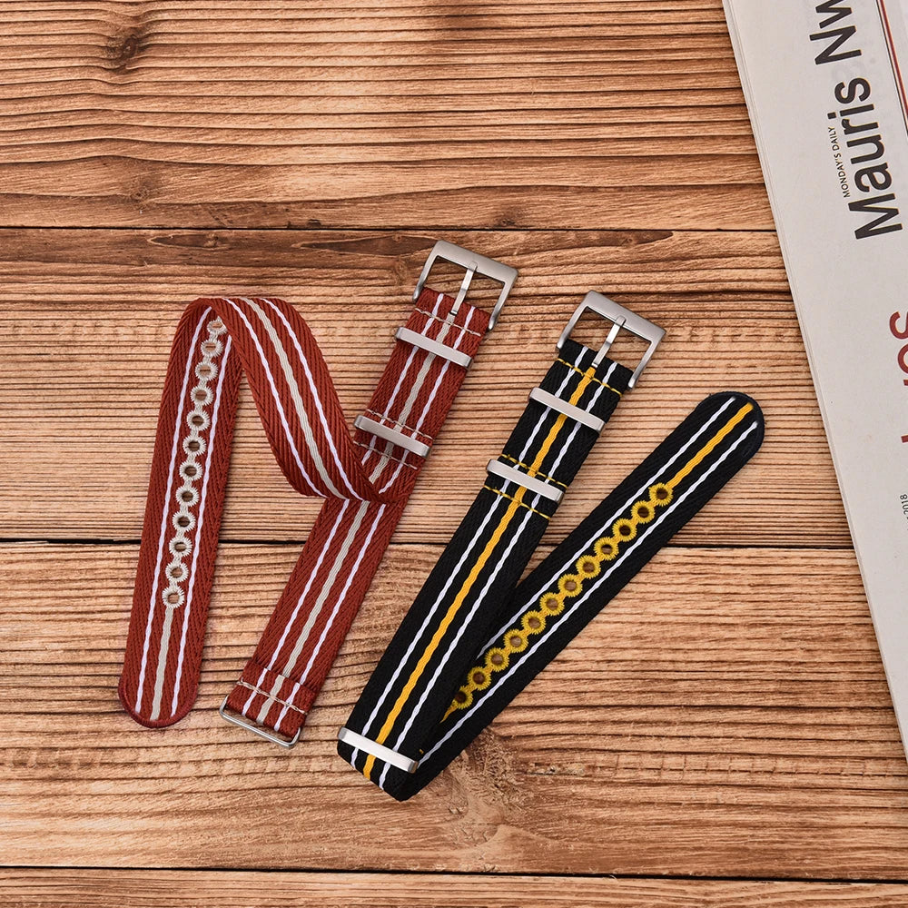 NATOBEL Embroidery Recycled Nylon Sailcloth Strap 20mm 22mm Luminous Recycled Nylon Watchband For Scuba Fifty Series Watches