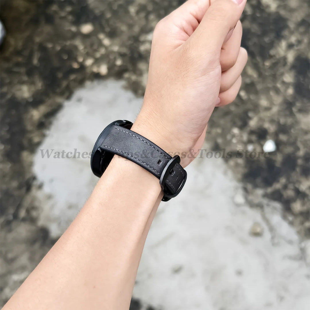 Leather Strap for Samsung Galaxy & Huawei Watches – Vintage Brown (20/22mm)