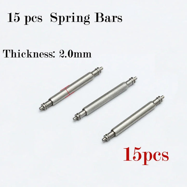Stainless Steel Spring Bar Pins for Watch Bands (16–24mm, 2mm)