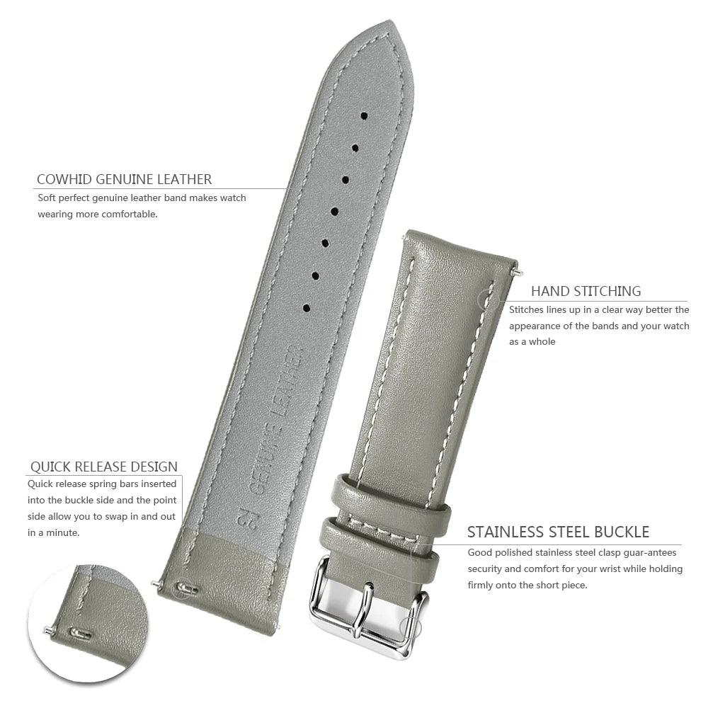 Top Grain Leather Watch Band 12–24mm (Quick Release)
