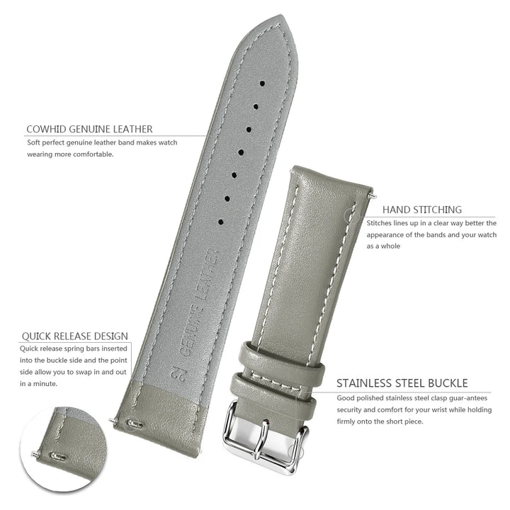 Top Grain Leather Watch Band 12–24mm (Quick Release)