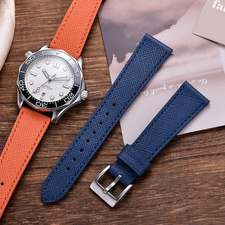 Quick Release Saffiano Leather Watch Strap – 18-24mm Universal